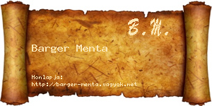 Barger Menta névjegykártya